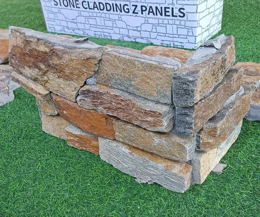 Autumn Gold Stone Cladding Z Tiles Clad Panels Cement Backing From £65.39/m2 - Image 3