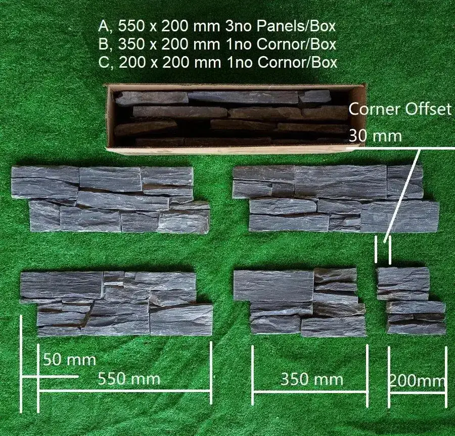 Stone Cladding Black Slate Z Tiles Clad Panels 550 x 200 From £54.19/m2 - Image 4