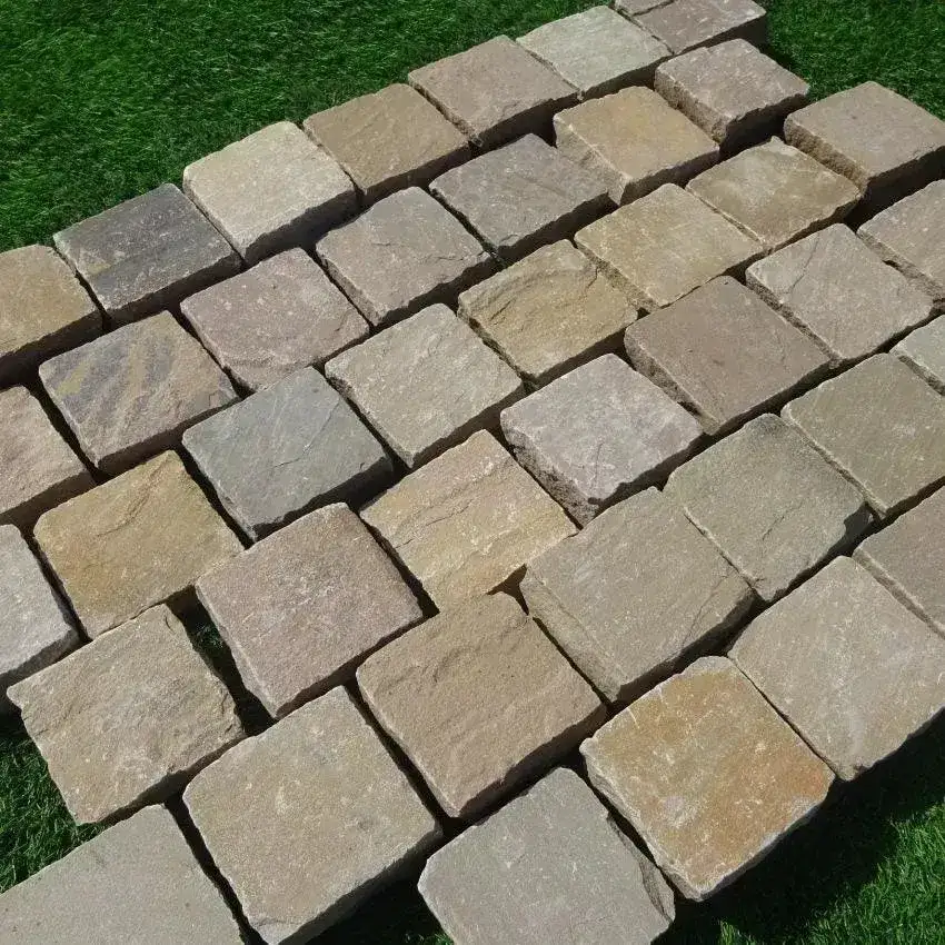 Raj Green Indian Sandstone Cobble Setts 100x100x50mm From £51.41/m2 - Image 4