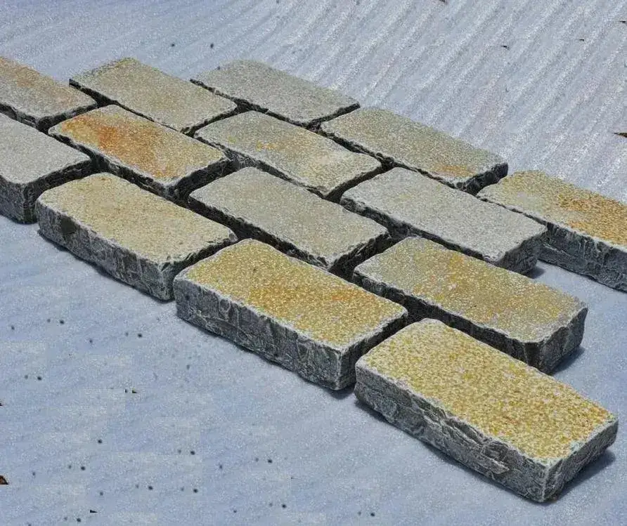 Tandur Yellow Limestone Cobbles & Setts Tumbled 200x100x50 From £51.88/m2 - Image 3